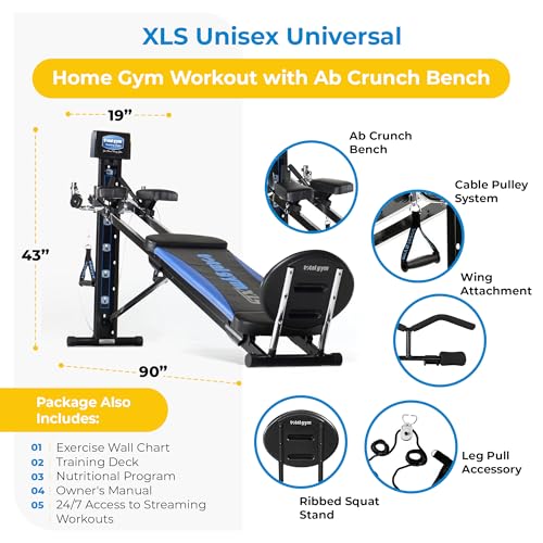 Total Body Training Home Gym Workout Machine with Squat Stand, Leg Pull, 2 Ankle Cuffs, and Exercise Chart M61976