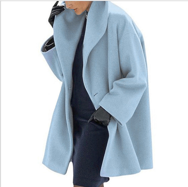 Women’s Multi-Color Round Neck Loose Woolen Sweater Coat