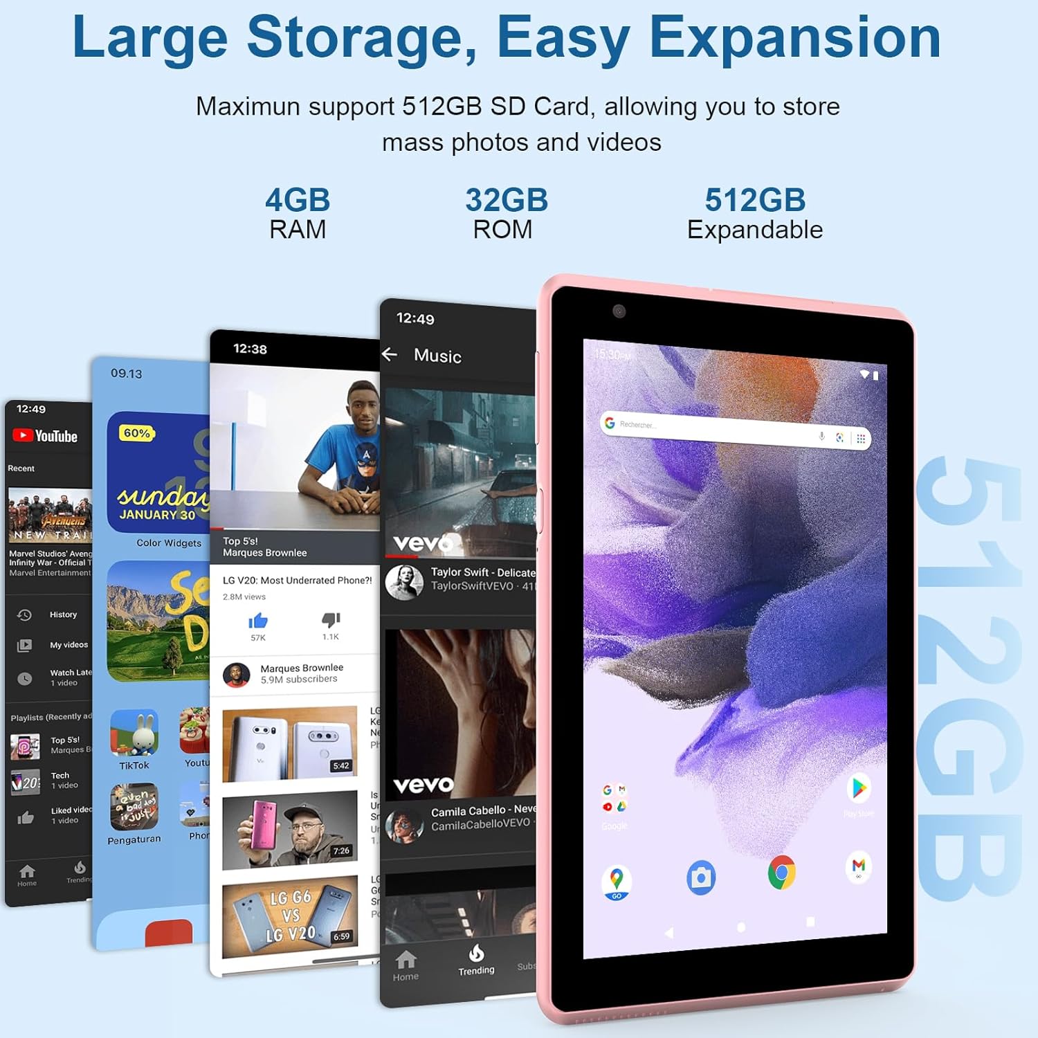 Pink 7 inch Android Tablet, 4GB+32GB D35419