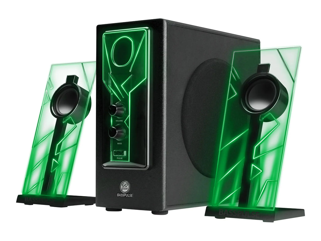 Computer Speakers with Green LED Glow Lights N3642