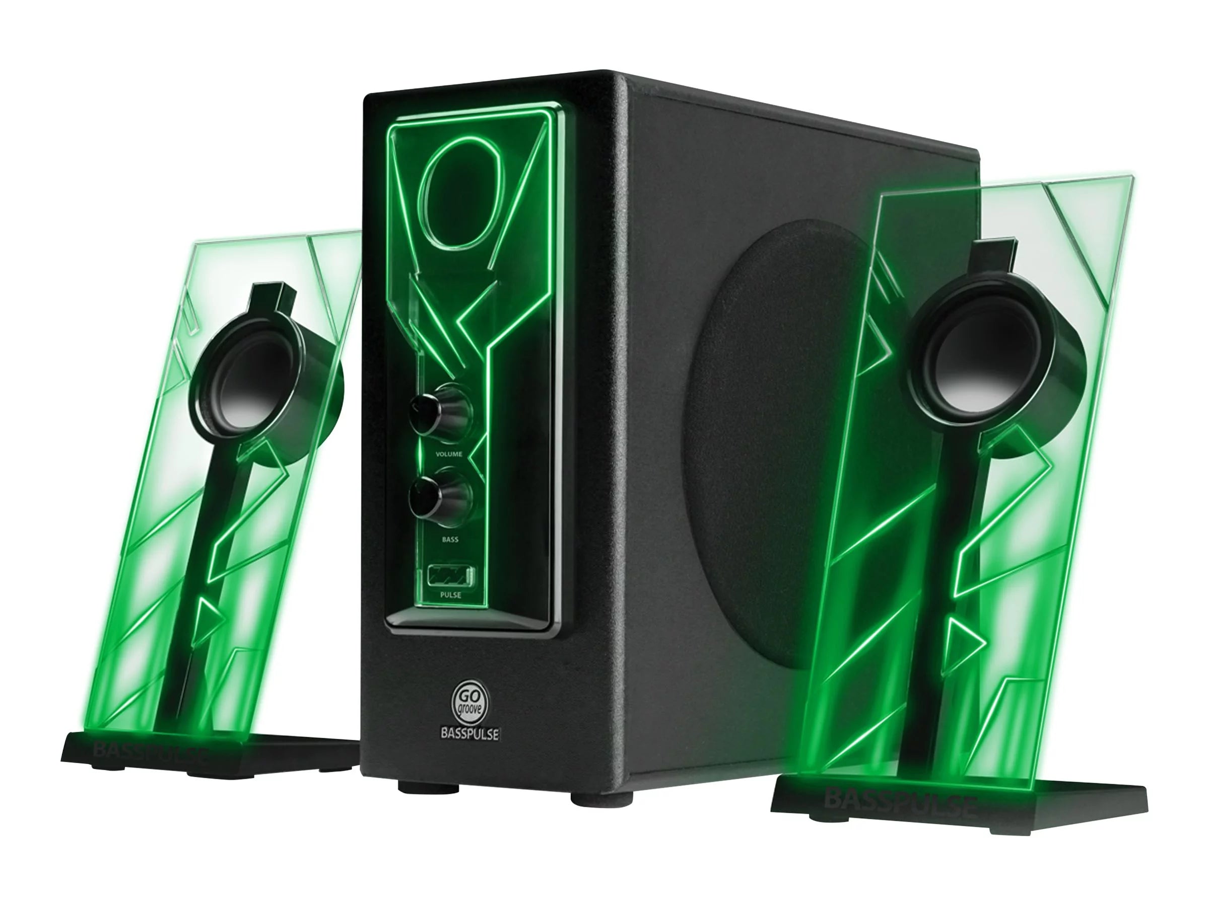 Computer Speakers with Green LED Glow Lights N3642
