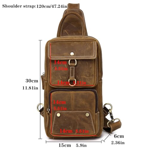 Brown Genuine Leather Sling Backpack C86145