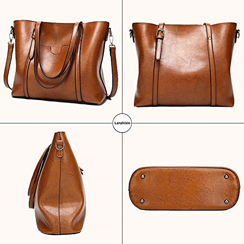 Brown Leather Top Handle Satchel Tote Bag O96868