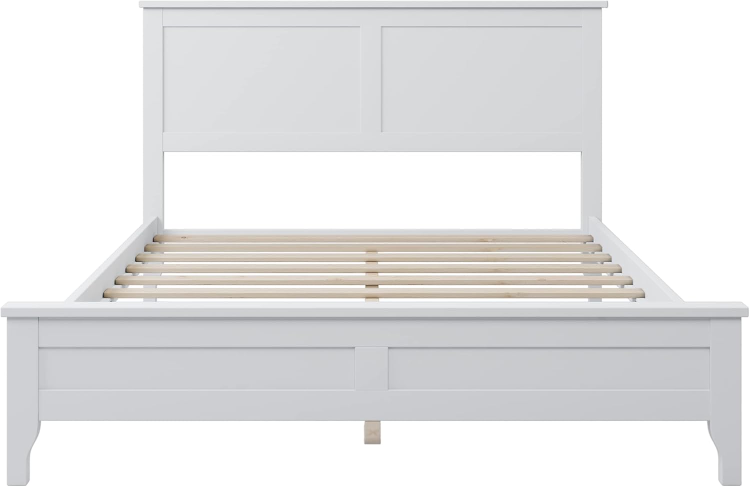 White Full Size Wooden Platform Bed with Headboard W835789