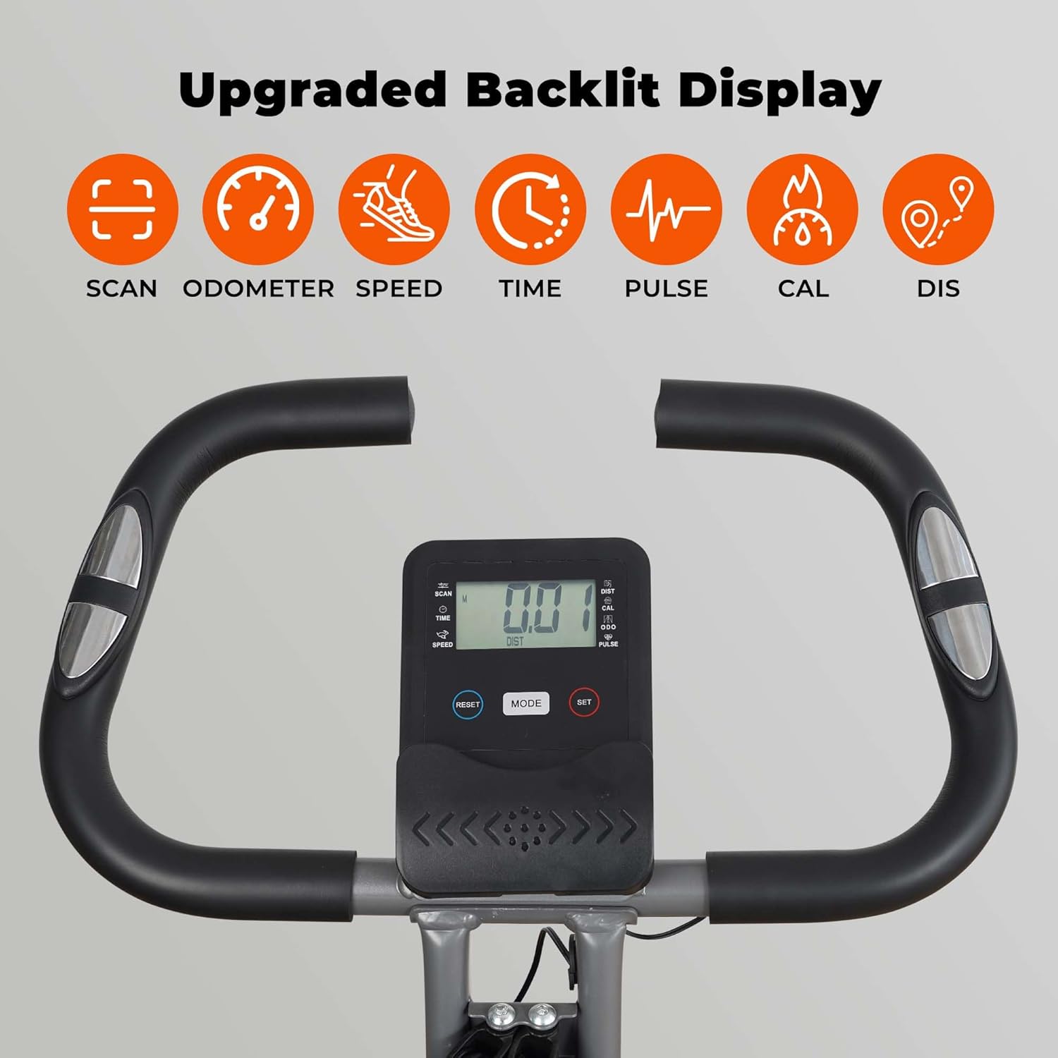 Folding Exercise Bike with Arm Resistance Bands & Pulse Sensor LCD Monitor K4876
