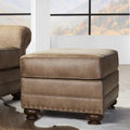 Faux Leather Ottoman with Antique Bronze Nailheads in Jetson Ginger T83470