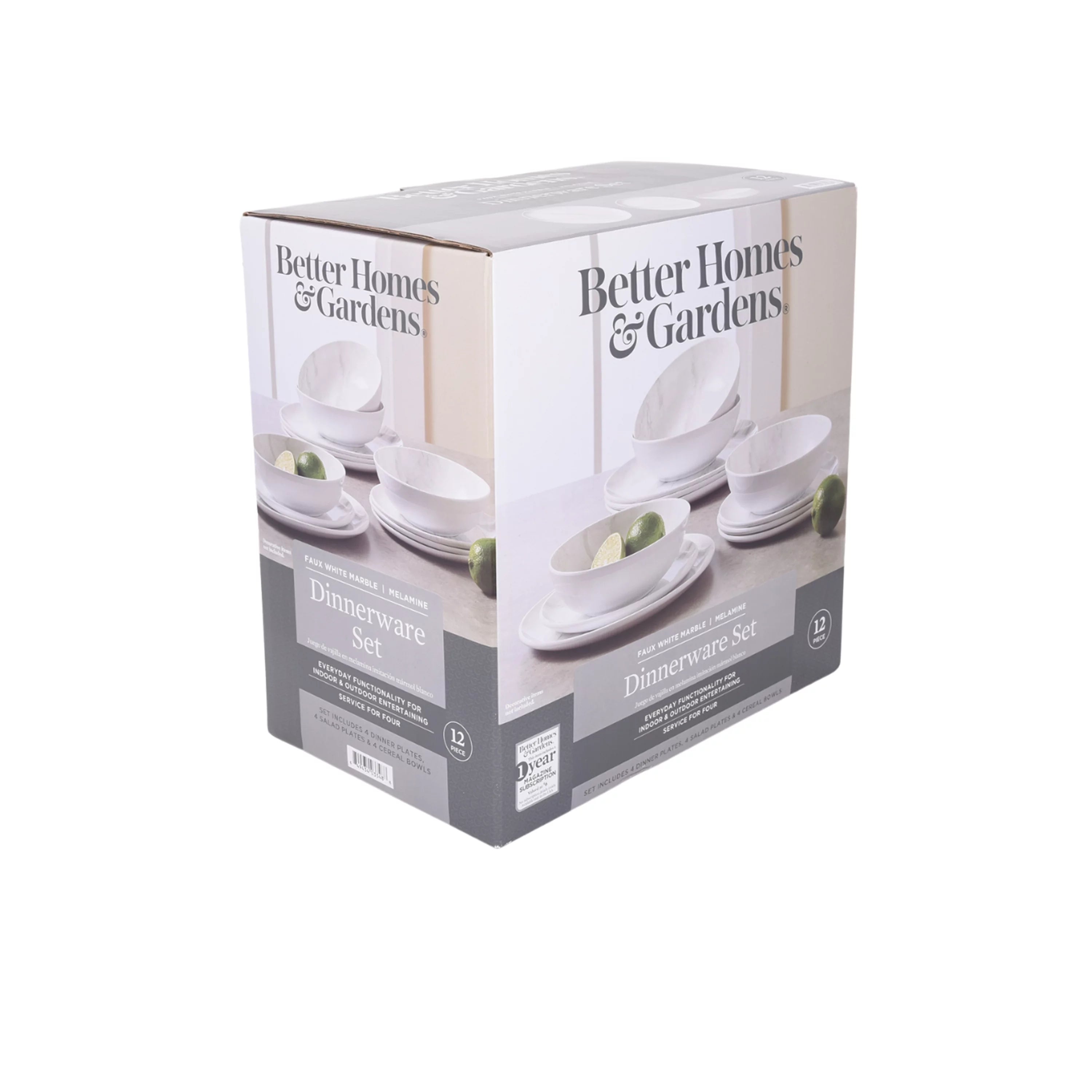 12-Piece Melamine Grey and White Marble Dinnerware Set P807