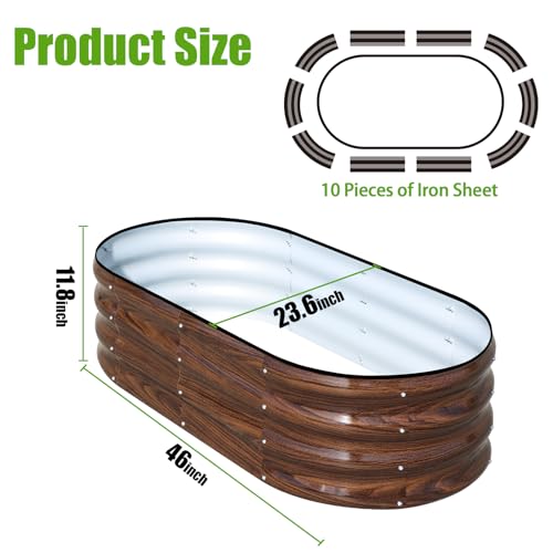 Galvanized Raised Garden Bed, 4x2x1ft Oval Metal Planter Box J111