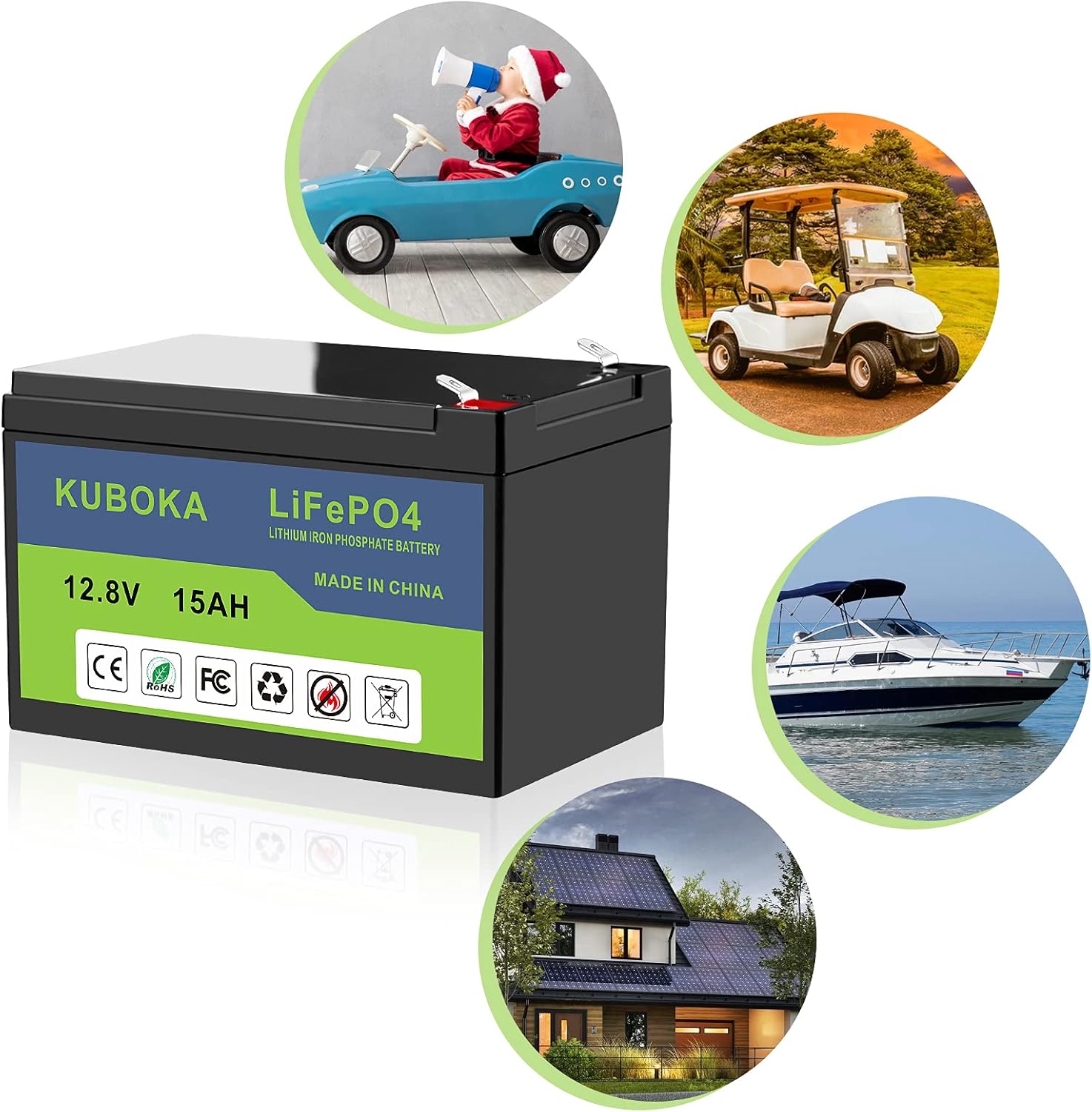 12V 15Ah Lithium-ion Rechargeable Battery Deep Cycle Pack of 2 W14251