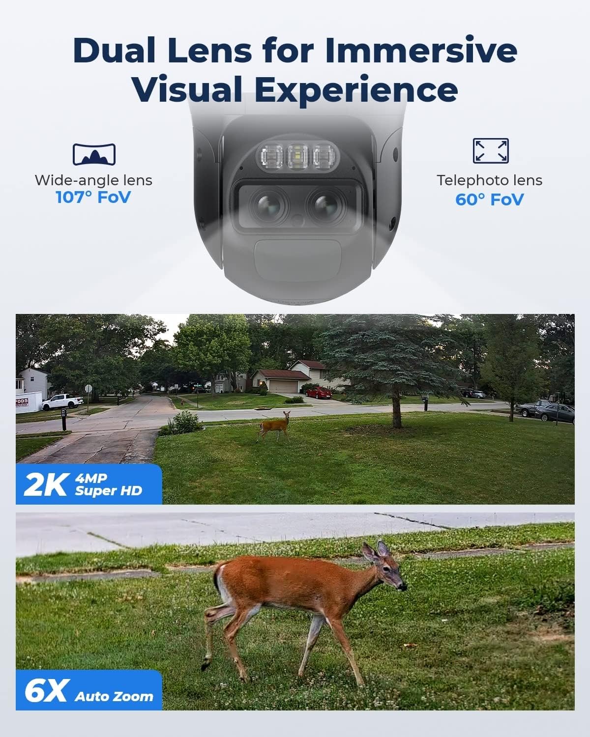 Solar Powered 2K Security Camera with Pan Tilt Auto Tracking J68600