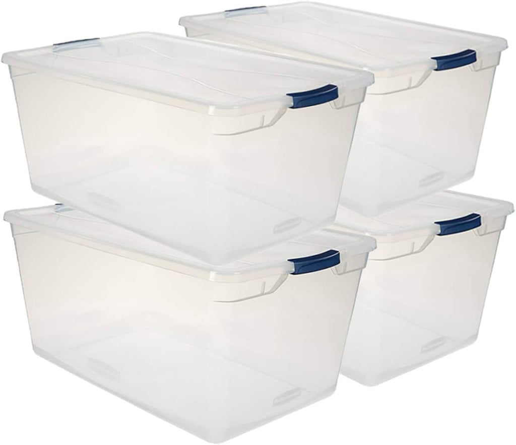 Clear 71 QT Pack of 4 Stackable Storage Containers with Lids F716745