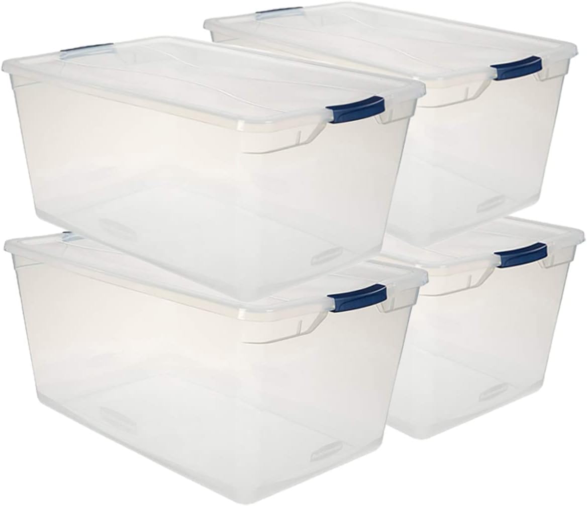 Clear 71 QT Pack of 4 Stackable Storage Containers with Lids F716745