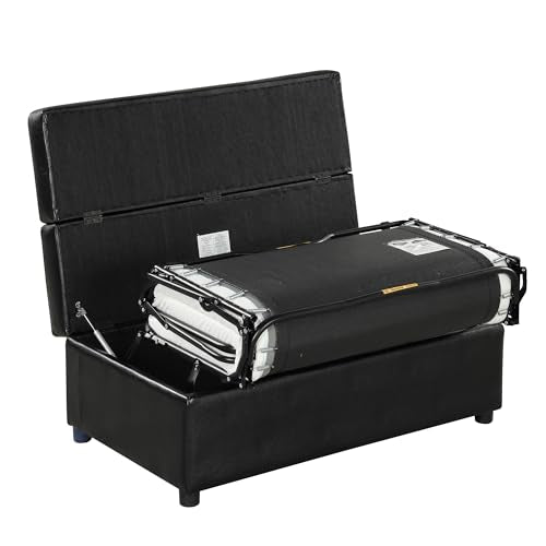 Twin Size Leather Folding Ottoman Sleeper Chair Bed K759379