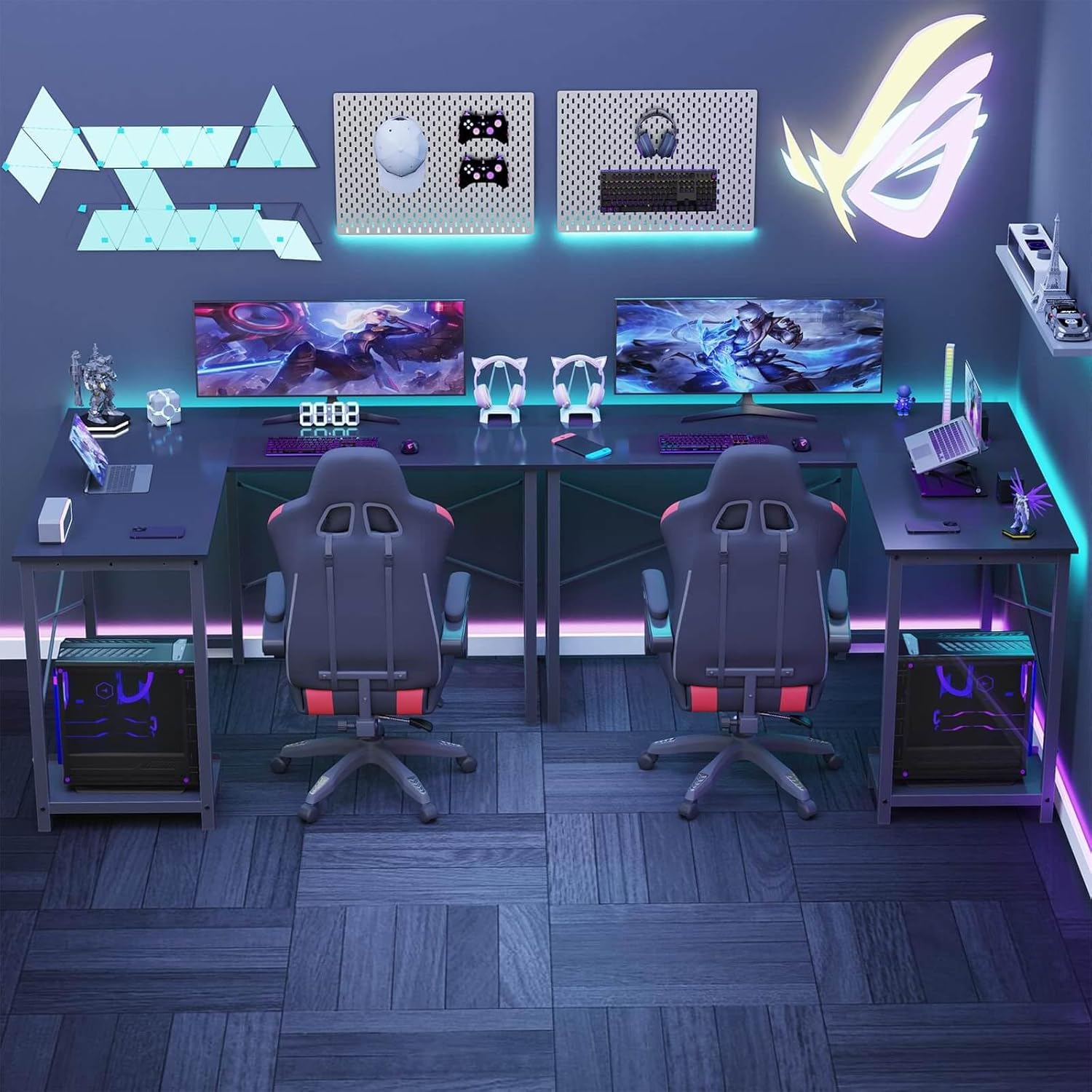49 Inch L Shaped Computer Desk with Storage Shelves X383