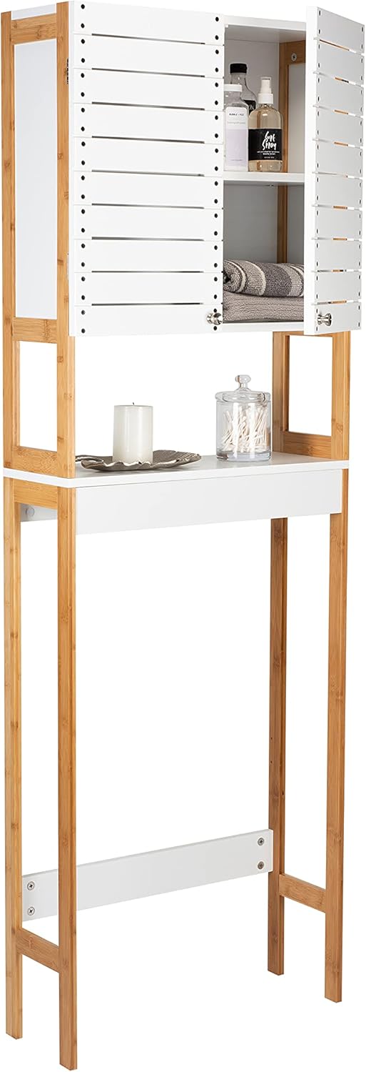 White Bamboo 3 Shelf Over The Toilet Cabinet D892846