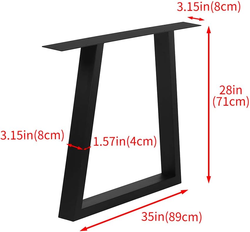 2 PCS Black Cast Iron Square Tube Table Legs X2328