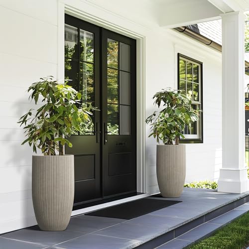 24 Inch Tall Concrete Planter with Drainage Hole L3890