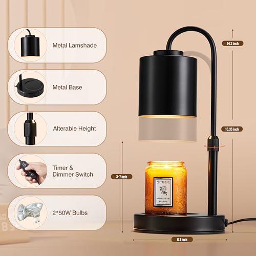 White Gold Height Adjustable Electric Candle Warmer with Timer and Dimmer W291