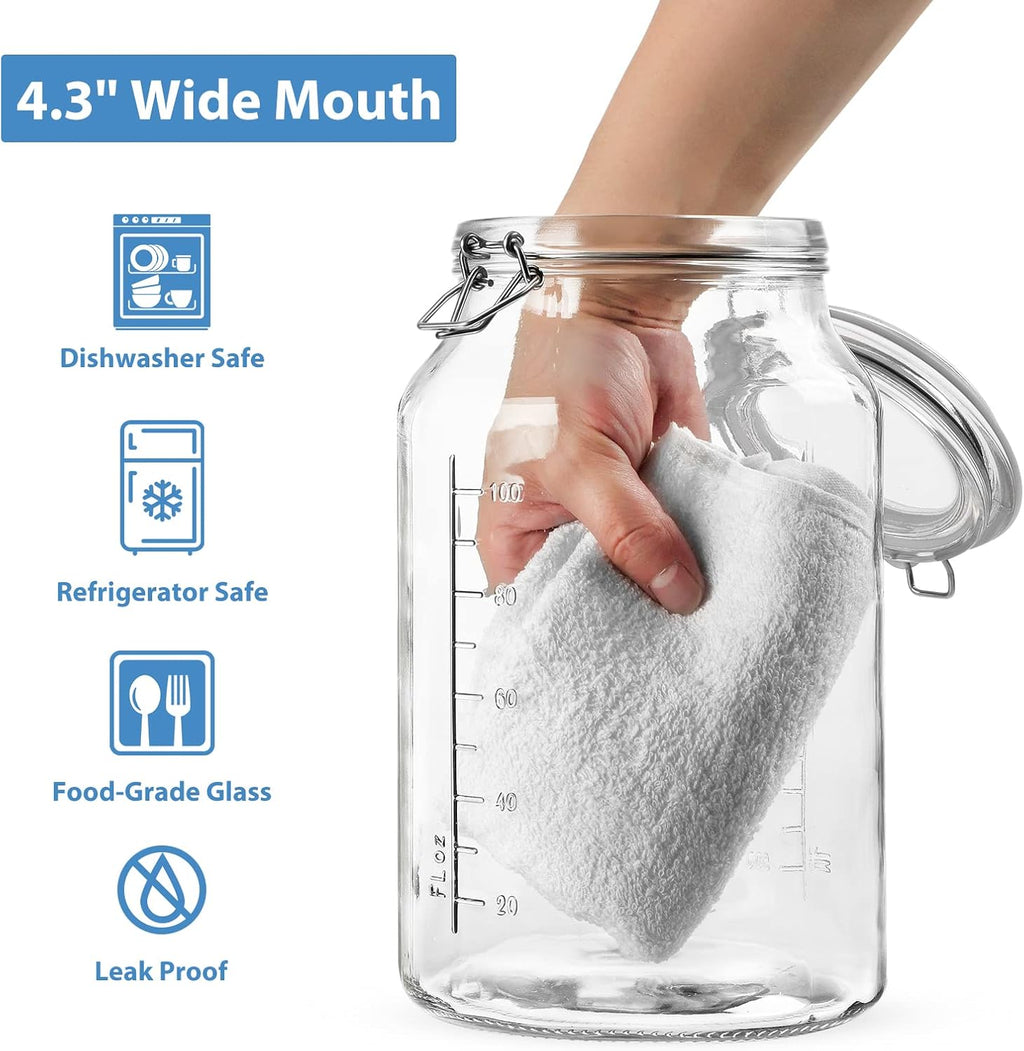 2 Pack 1 Gallon Glass Storage Jars with Airtight Lids T734765