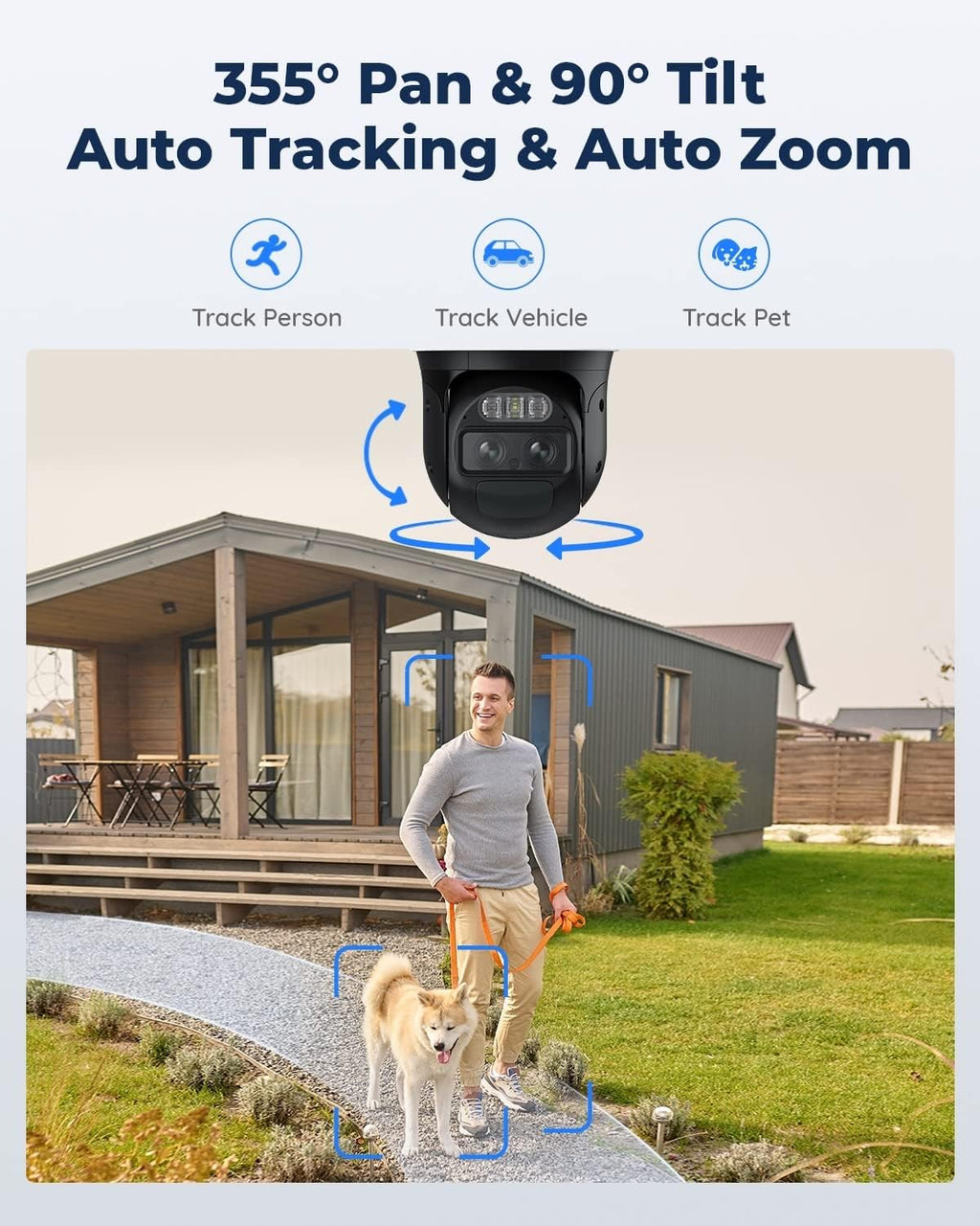 Solar Powered 2K Security Camera with Pan Tilt Auto Tracking J68600
