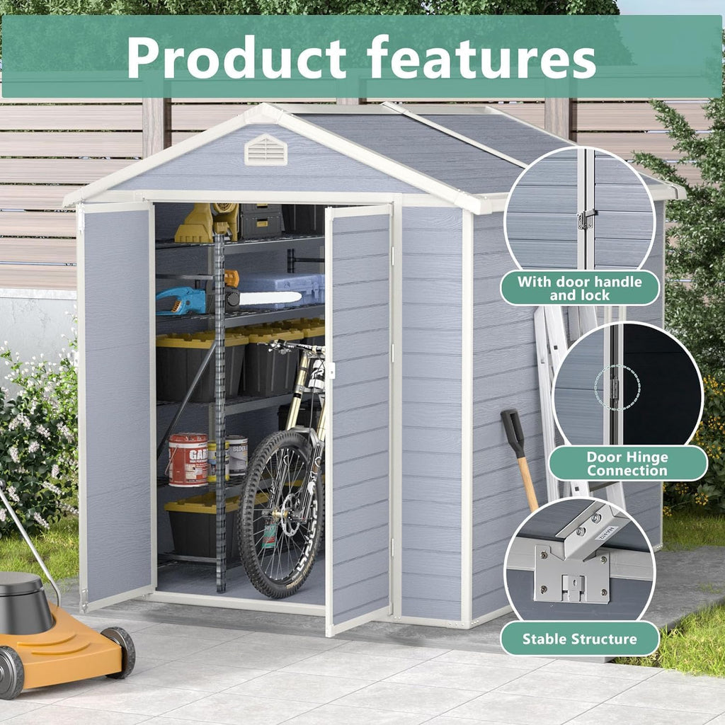 Gray 6'x8' Resin Outdoor Storage Shed O715326