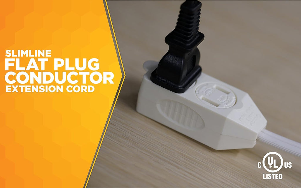 White 13-Foot Flat Plug Extension Cord Y212741