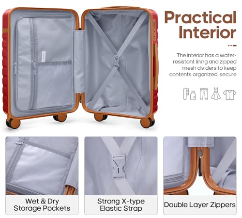 3 Piece PC Hardside Carry On Luggage Set with Spinner Wheels and TSA Lock J135444