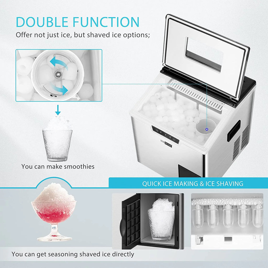 2 in 1 Countertop Ice Maker & Ice Shaver Machine, 33lbs/Day C72017