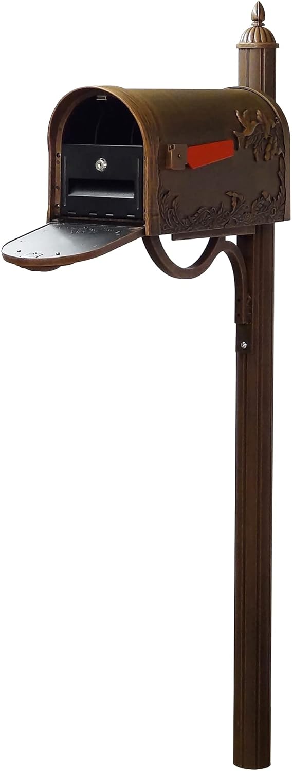 Copper Hummingbird Mailbox with Locking Insert and Mailbox Post P28720