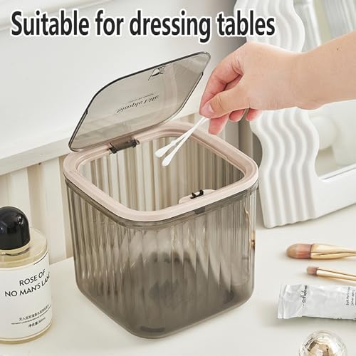 Mini Trash Can with Lid Transparent 0.35 Gallons Small Waste Basket Y913