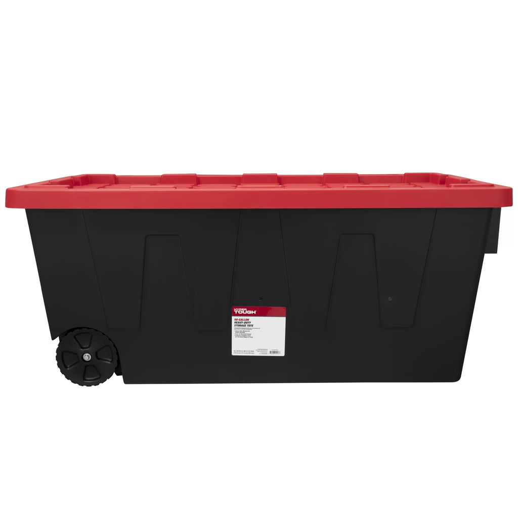 Black 50 Gallon Plastic Storage Bin with Snap Lid A916