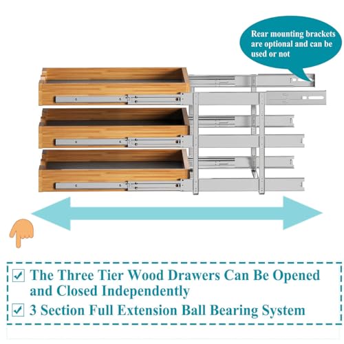 2 Tier Pull Out Wood Cabinet Organizer X832218