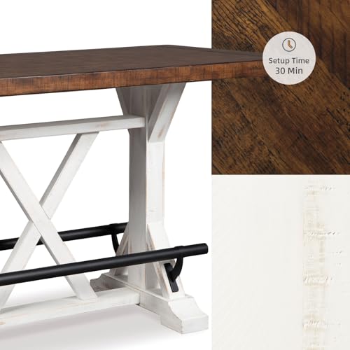 Rustic Farmhouse Counter Height Dining Table, Brown & White B79205
