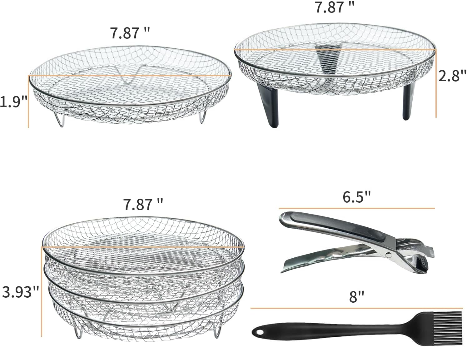 11Pcs Stainless Steel Air Fryer Racks B888