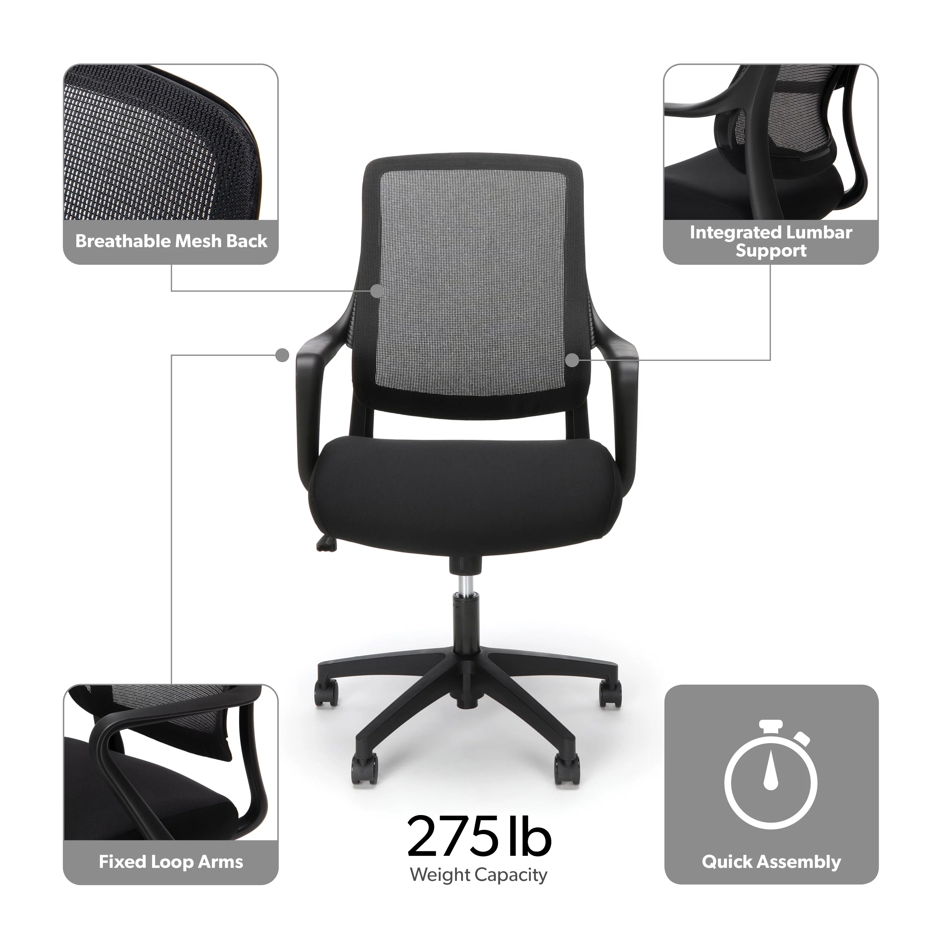 Black Light Task Chair D56874