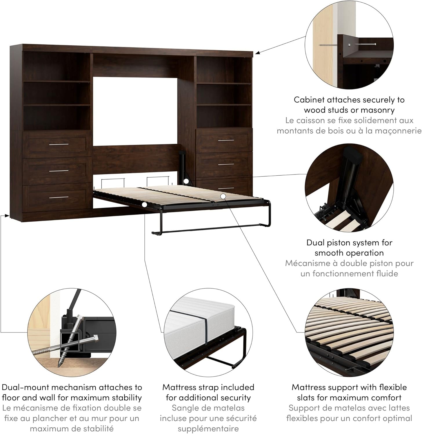 Chocolate Full Wall Bed H569976