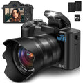 88MP Digital Camera with WiFi, Touch Screen, 16X Zoom, Autofocus, Anti-Shake, Dual Camera, 2 Batteries, 64GB Card, Flash, Lens Hood B37081