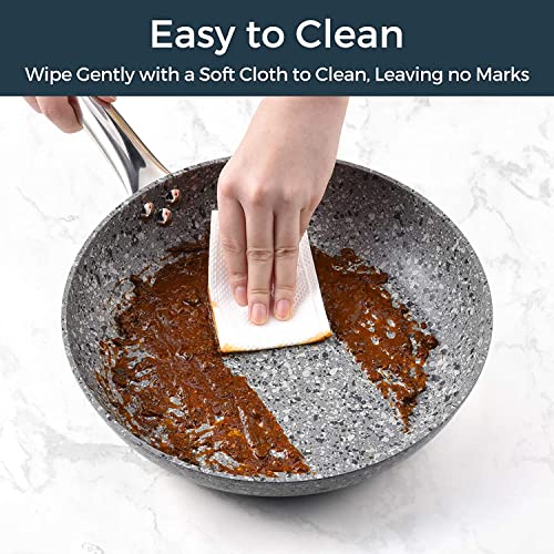 8" + 11" Gray Nonstick Granite Stone Frying Pan Set with Lids S4443
