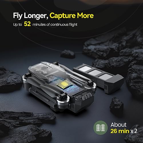 4K UHD GPS Drone with Camera, 52 Minutes Flight Time, Foldable Quadcopter with Brushless Motor R7754