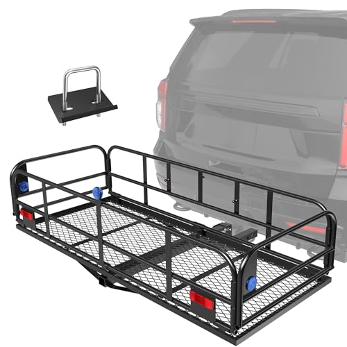 500 Lbs Folding Hitch Mount Cargo Carrier, 2" Hitch Receiver, 60" x 24" x 14" Size M419