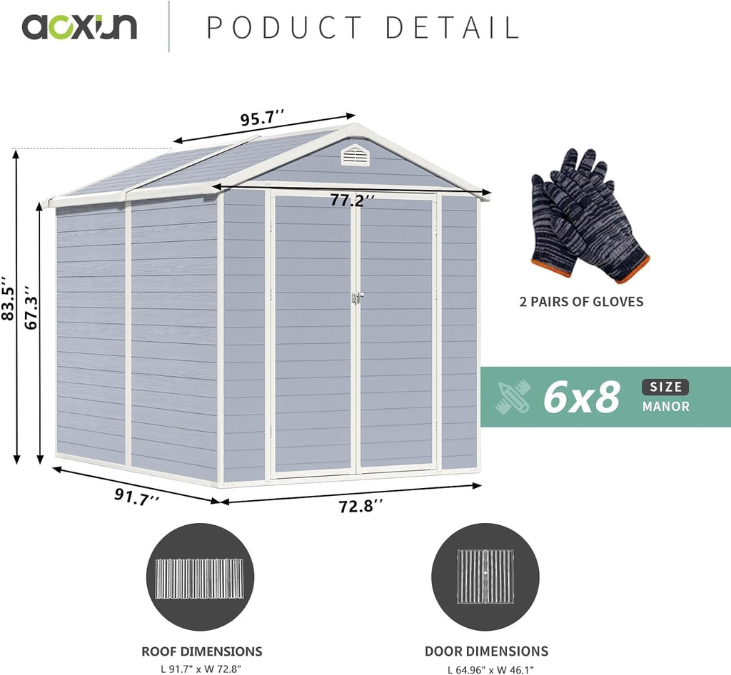 Gray 6'x8' Resin Outdoor Storage Shed O715326