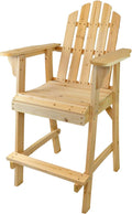 Unfinished Natural Wood Tall Adirondack Chair with Footrest F9868