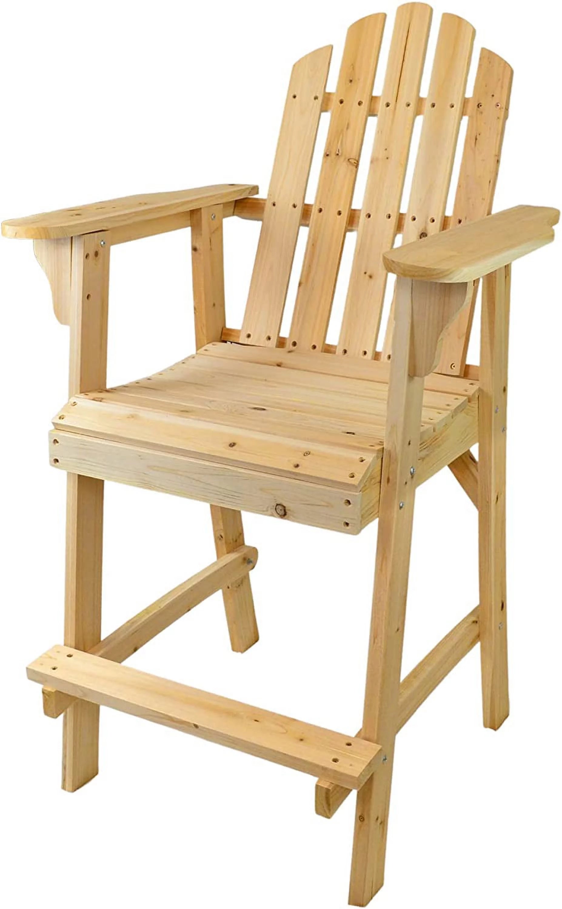 Unfinished Natural Wood Tall Adirondack Chair with Footrest F9868