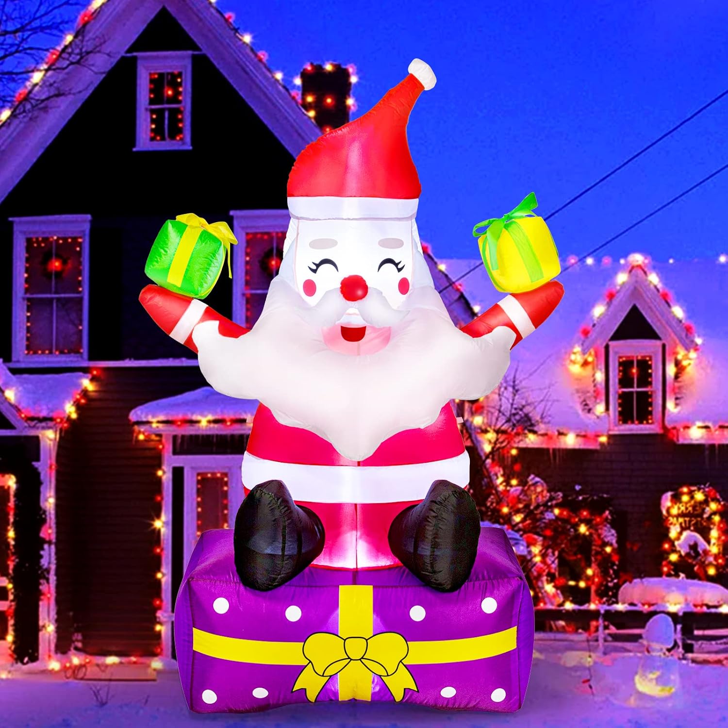 6 Ft Inflatable Santa Claus with Gift Boxes S420