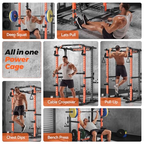 2000LBS Capacity Power Rack with Adjustable Cable Crossover System S2062