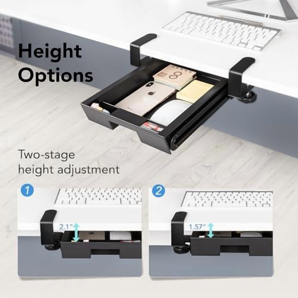 Black Slide-Out Storage Drawer with C-Clamp Mount Y9847
