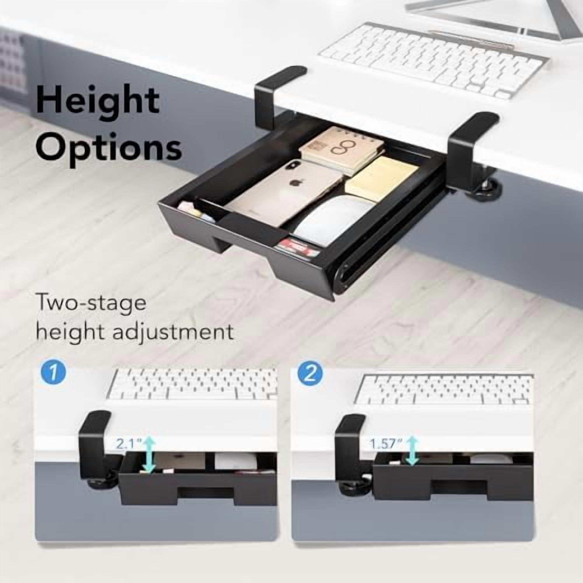 Black Slide-Out Storage Drawer with C-Clamp Mount Y9847