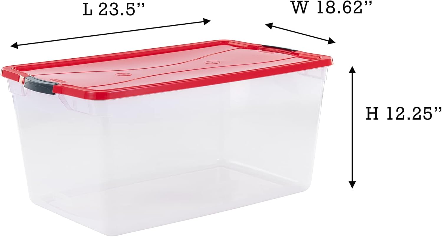 Clear 71 QT Pack of 4 Stackable Storage Containers with Lids F716745