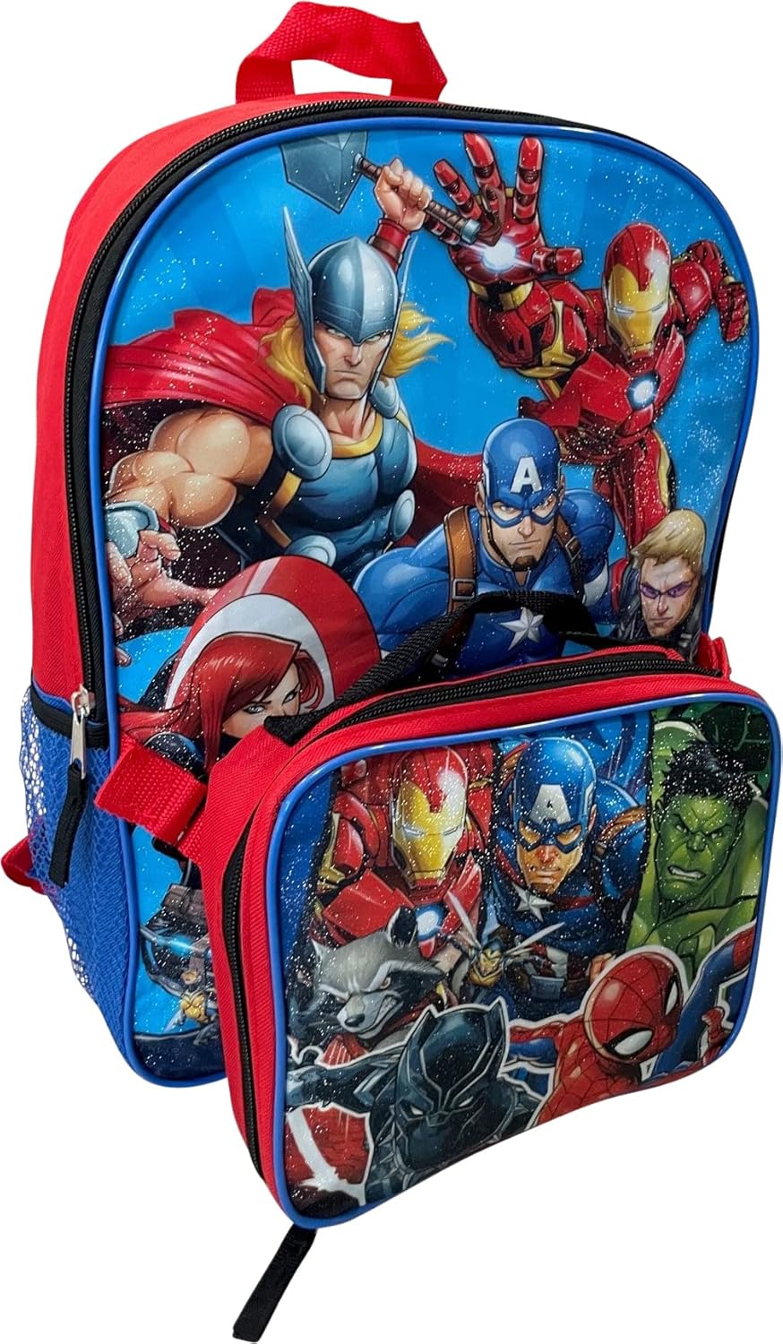 15 Inch Kids Backpack With Removable Lunch Box Set (Red-Blue) A678