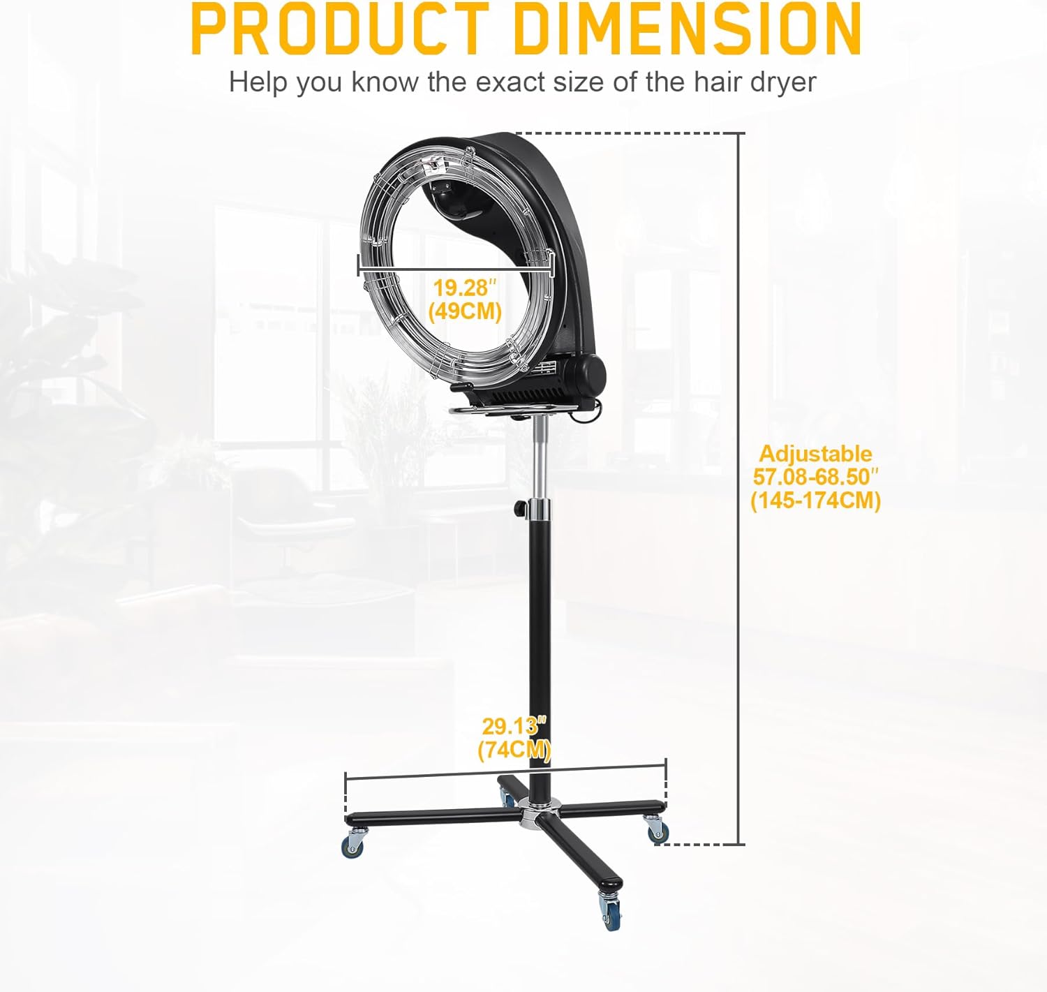 3 in 1 Professional Orbiting Hair Dryer Hair Color Processor, 110V 950W Adjustable Height Standing Salon Hair Dryers on Wheels Black P964